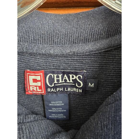 Chaps Ralph Lauren Long Sleeve Polo Sz M Navy Blue - Picture 3 of 3